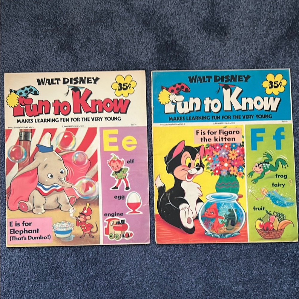 Disney Toys | Vintage Walt Disney Fun To Know Children’s Magazines, # 5 And 6, 1973. Set Of 2 | Color: Red/Yellow | Size: 12.5x10.25”