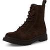 Schnürstiefelette TAMARIS, Damen, Gr. 38, braun (dunkelbraun), Veloursleder, unifarben, klassisch, Schuhe, Blockabsatz, Schnürboots, Herbstschuh mit Ziernähten
