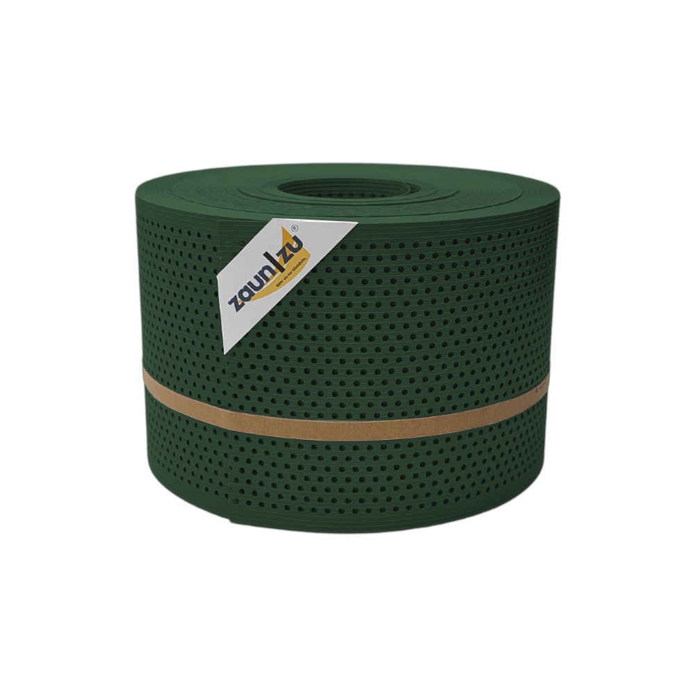 zaun|zu® Sichtschutz Rille Gelocht 20 Prozent PP Streifen Tannengrün 50m Image