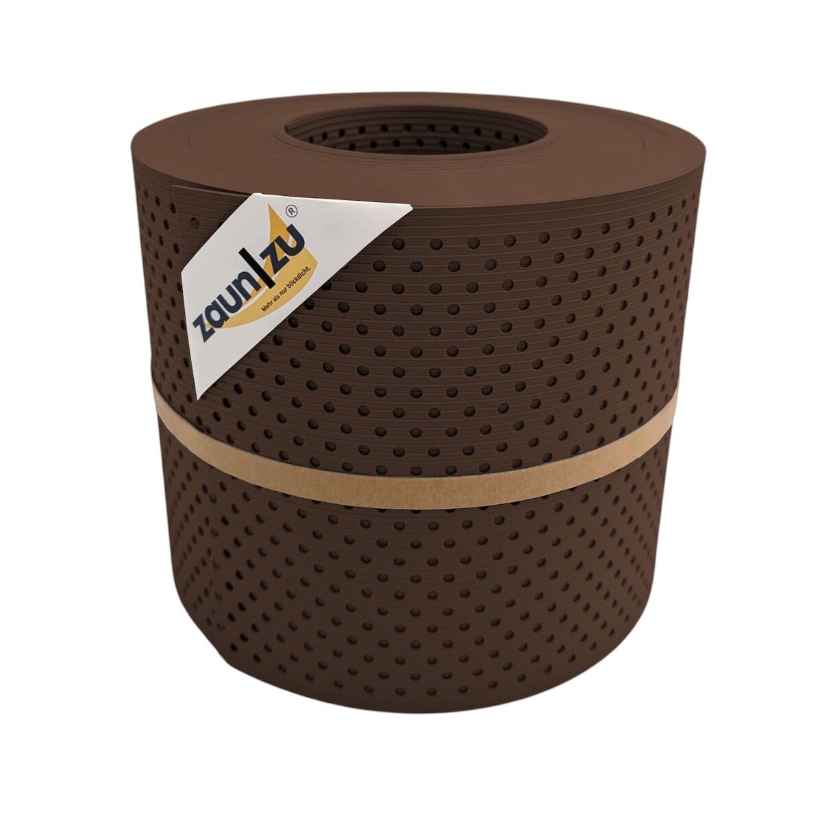 zaun|zu® Sichtschutz Rille Gelocht 15 Prozent PP Streifen Braun 26m Image