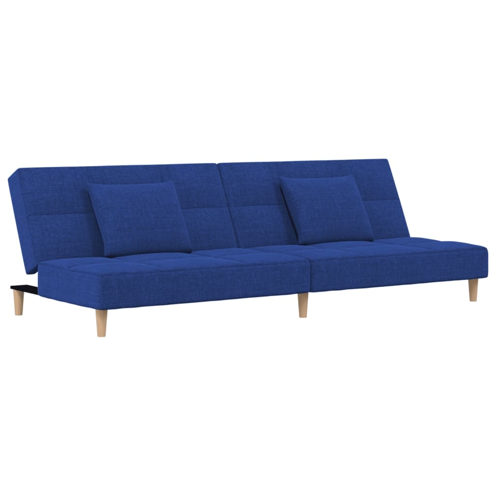 vidaXL Schlafsofa 2-Sitzer mit 2 Kissen Blau Stoff Image