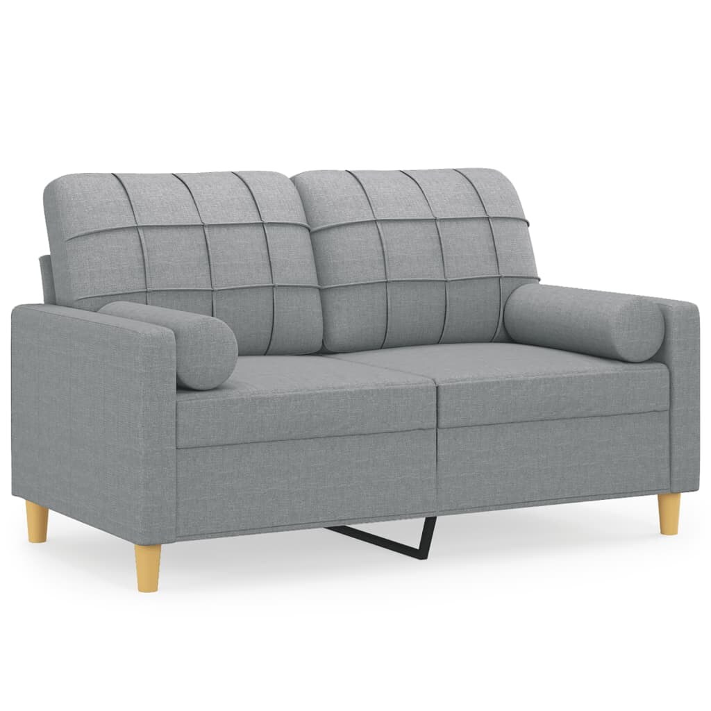 vidaXL 2-Sitzer-Sofa mit Zierkissen Hellgrau 120 cm Stoff Image