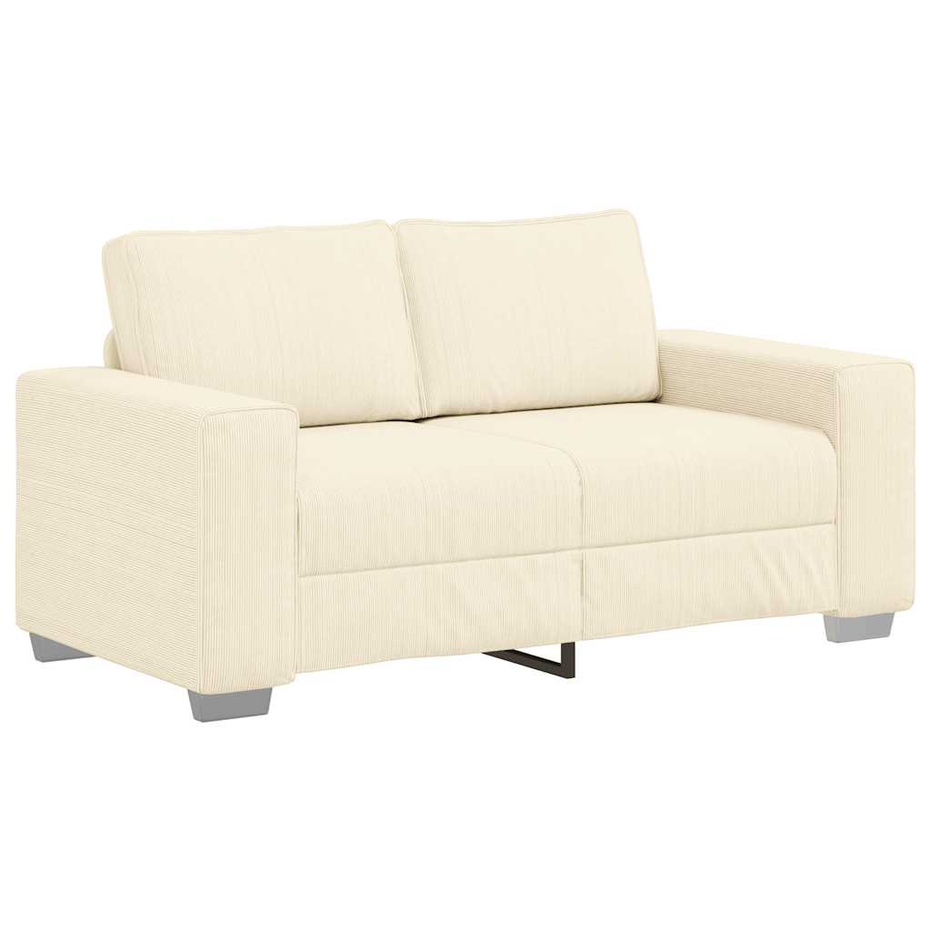 vidaXL Zweisitzer-Sofa Creme 160x77x82 cm Cordstoff Image
