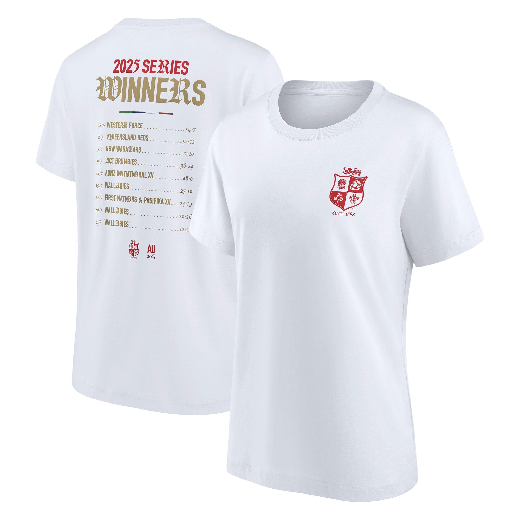 British & Irish Lions 2025 Champions Fixtures Grafik-T-Shirt – Damen – Weiß