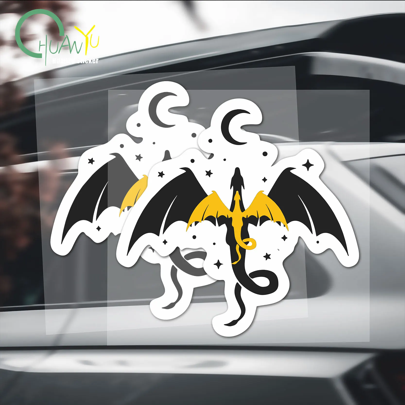 Personalisierte kreative Drache vierte Flügel Dekoration wasserdicht reflektierende Autoaufkleber Auto Notebook Computer Aufkleber Image