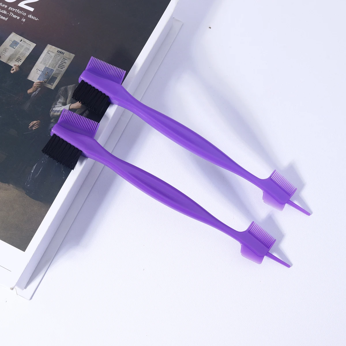 2-Kanten-Kontrollpinsel, fünf Augenbrauenpinsel, multifunktionale Haarfärbemittel- und Make-up-Reinigungsbürsten, speziell für Echthaarperücken Image