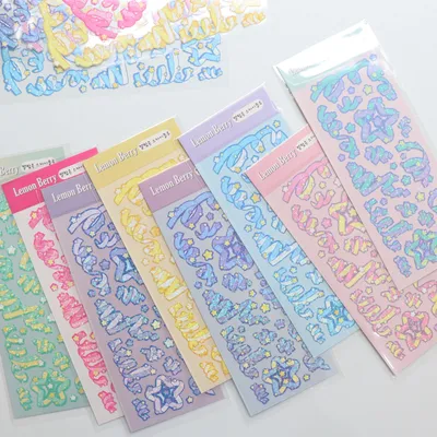 Kawaii koreanische Lilien-Hologramm-Aufkleber – dekorieren Sie Kpop-Toploader, Scrapbook-Tagebücher mit niedlichen glänzenden Schleifen-Aufklebern, DIY-Aufkleber Image
