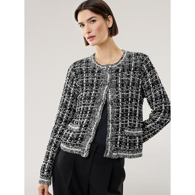Walbusch Damen Tweed Strick Jacke Black&White Weiss mehrfarbig Image