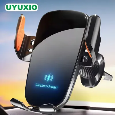 UYUXIO Air Vent Wireless Car Charger Adapter 15 W Schnellladung Autohalterung Telefonhalter Manuelle Klemme für Samsung iPhone 16 15 14
