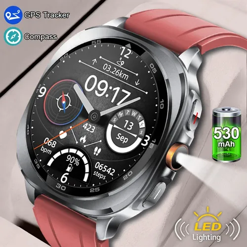Montre connectée militaire AMOLED pour hommes, avec appels Bluetooth, boussole GPS intégrée, altimètre barométrique, étanche, sport, nouvelle collection 2025