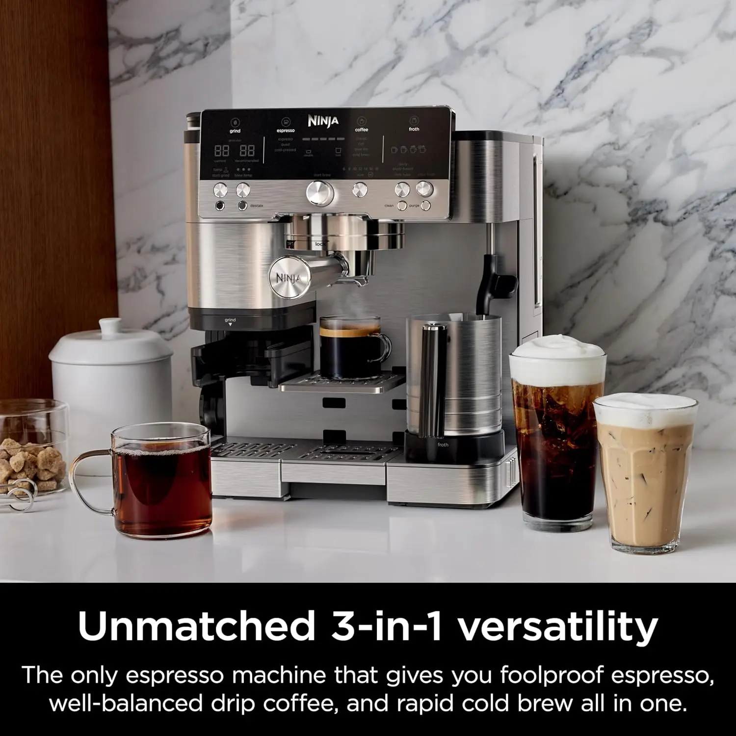 Espresso Machine and Drip Coffee Maker| Luxe Café Premier Series | Integrated Coffee Grinder, Milk Frother, Assisted Tamper
