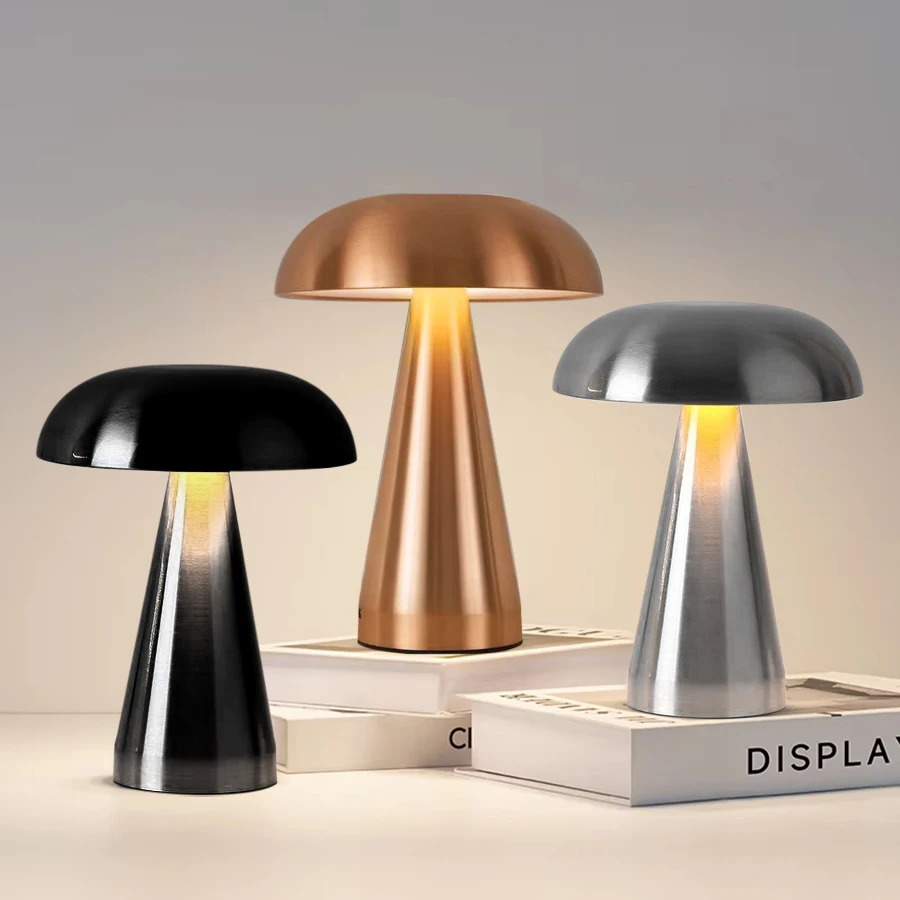 Retro LED Nachtlicht Pilz Touch Sensor Schreibtisch Lampe 3 Farbe Dimmen Desktop Nachtlicht Wiederaufladbare Leselampe Desktop Dekor