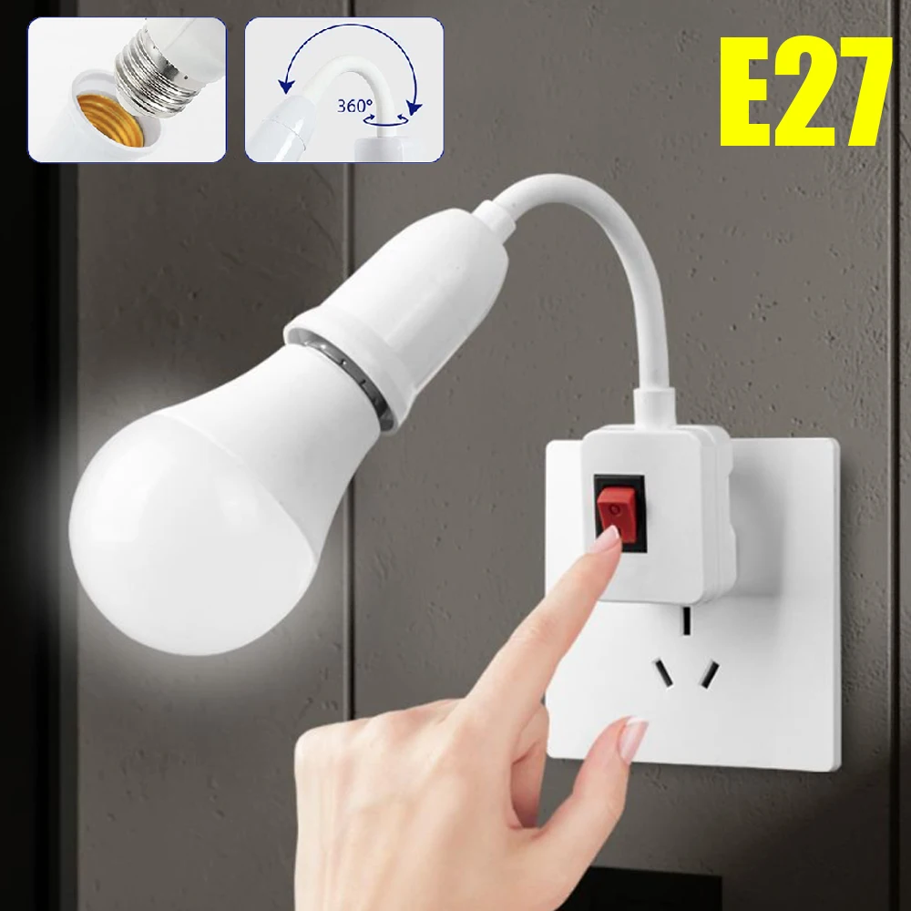 Tête de lampe rotative à prise directe, convertisseur de lampe à douille E27 avec interrupteur, support de lampe à prise ue US, lampe de Table LED, Base de lampe ﻿
