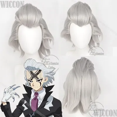 Dr. STONE! S4 Dr.X Dr. Xeno Houston WingfieldCoaplay Prop 35 cm Silber Perücke Für Männer Outfit Halloween Party Roleplay Angepasst Image