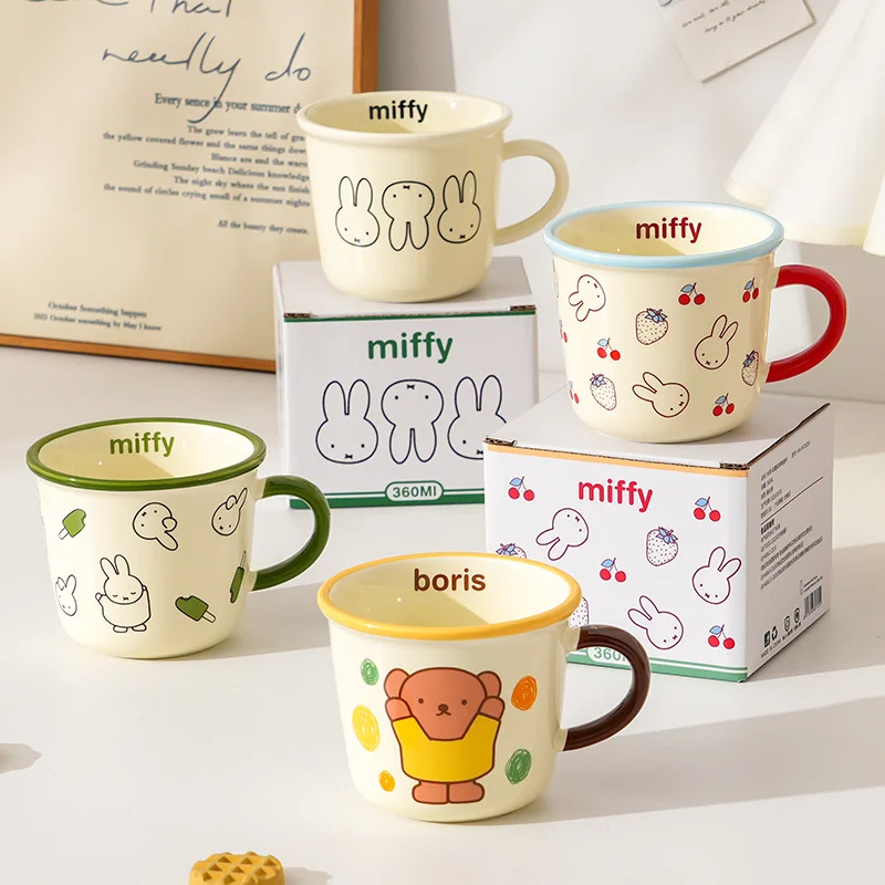 Heißer Miffy Cartoon Kawaii Haushalt Keramik Becher Große-kapazität Kaffee Tasse Hohe Aussehen Ebene Cartoon Frühstück Milch Wasser Tasse Image