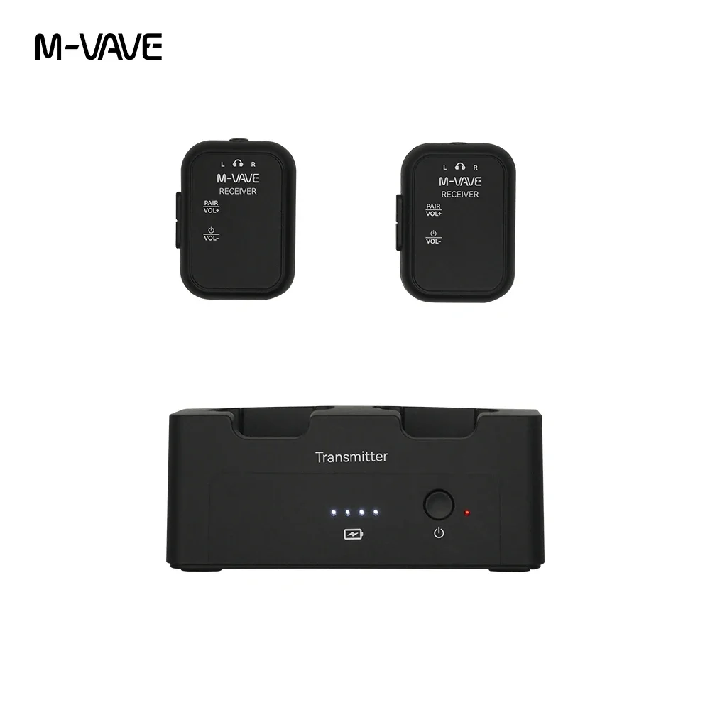  M-VAVE WP-12 2,4 GHz kabelloses In-Ear-Überwachungssystem | 1Tx+2Rx-System mit 3 ms Ultra-Low Latency 24H Playback Mute-Funktionsteile Image