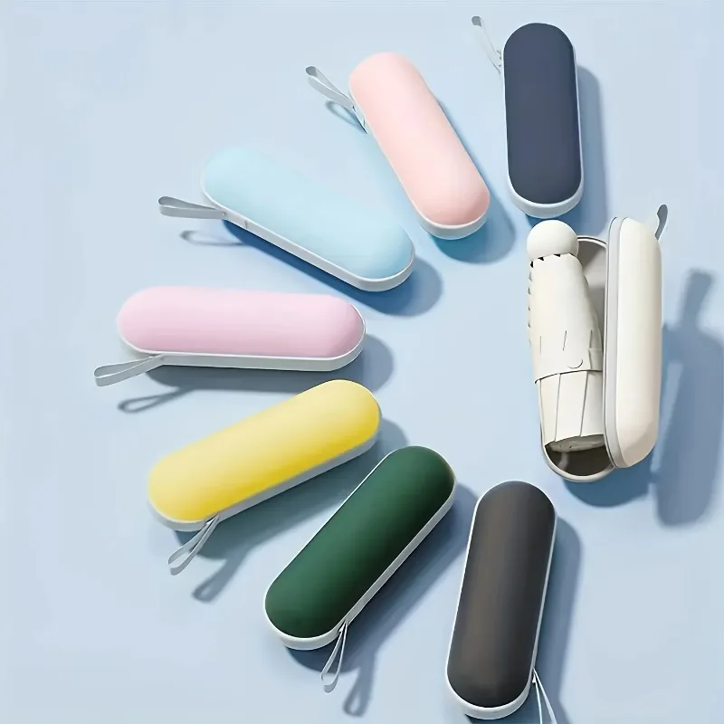 Tragbar mit UV-Beschichtung und 6 verstärkten Rippen, 1 Stück Anti-UV-Mini-Regenschirm für sonnige und regnerische Tage, Reisezubehör Image