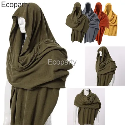 Neue männer Medieval Pirate Retro Haube Schal Schwarz Grün Rot Wrap Mantel Renaissance Halloween Maskerade Kostüm Schulter Gugel Image