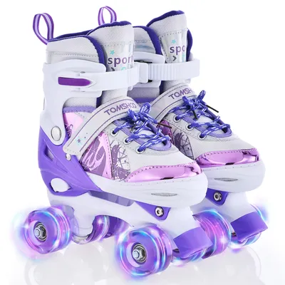 Kids Roller Skates Girls Roller Skates for Girls Boys for Kids 4 Size Adjustable Light Up