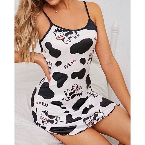 Per donna Pigiama Camicia da Notte Moda Casual Comfort Fiore Senza schiena Casa Quotidiano Da letto Senza Maniche Spalline Rosa chiaro Rosso nero Nero Bianco Rosa Estate