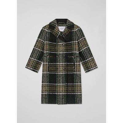 Leanne Multi-colour Cheques Cotton Raglan Coat Green, Green