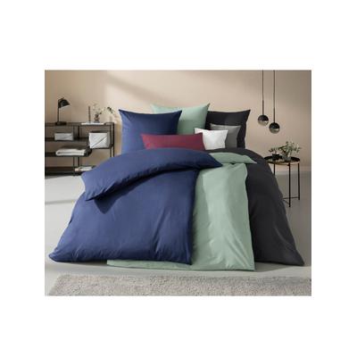 Bettwäsche KAEPPEL Gr. 1, blau (marine), B/L: 135cm x 200cm, , Mako-Satin, B/L: 80cm x 80cm, Mako-Satin, 100% Baumwolle, Bettwäsche Image