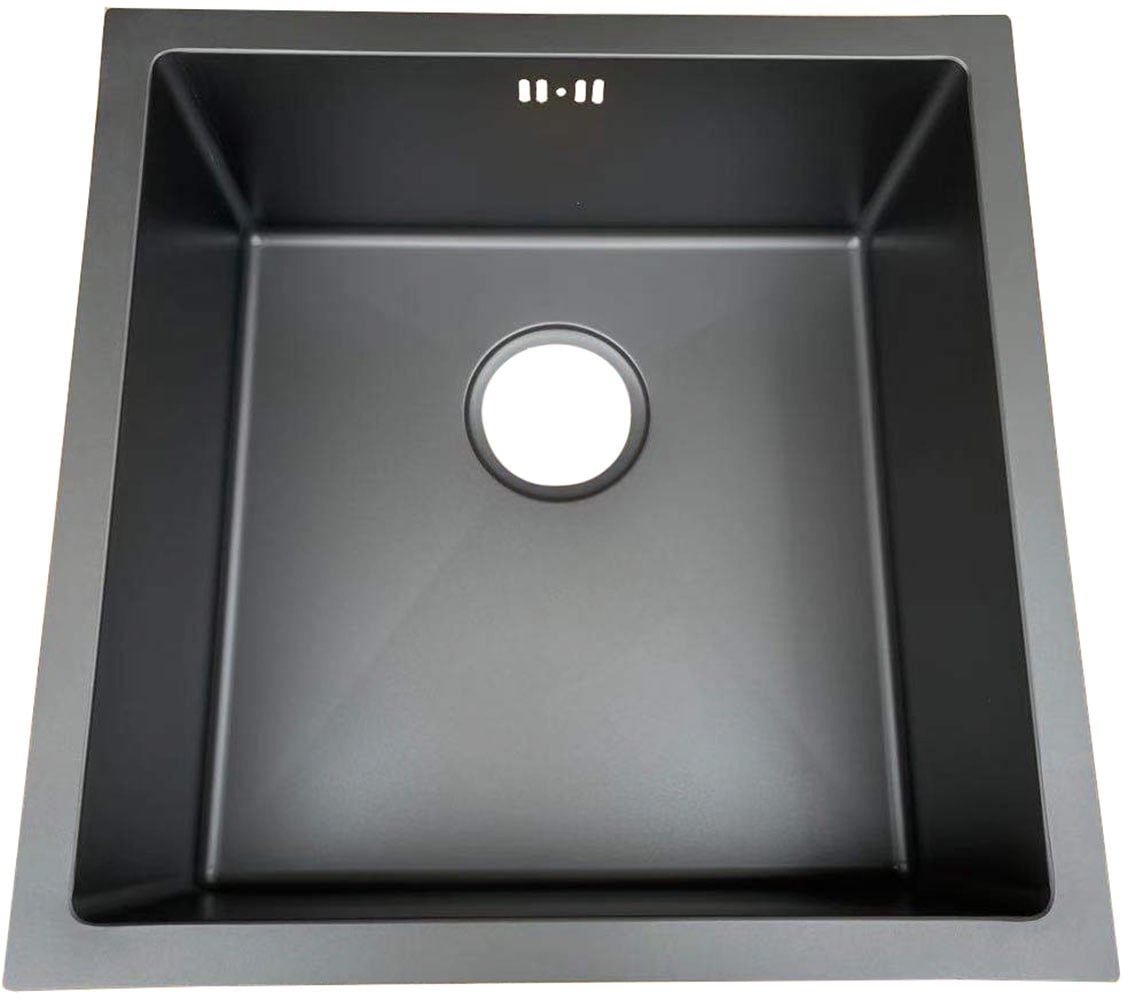 Edelstahlspüle WELLTIME "Stan", schwarz (mattschwarz), B:45cm H:20cm T:45cm, Edelstahl, Küchenspülen