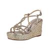 Keilsandalette ALMA EN PENA "ALMA EN PENA Sandalen Textil", Damen, Gr. 39, braun (bronze), Textil, casual, Schuhe