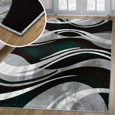 Teppich MY HOME "Joas" Gr. 4, grün, B:160cm H:9mm L:230cm, Kunstfaser, Teppiche, besonders weicher Kurzflor in modernem Wellen Muster, leichter Glanz Image