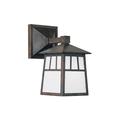 Arroyo Craftsman Raymond 1-Light Outdoor Wall Lantern Glass in Gray/Brown | 14.75 H x 8 W x 11.13 D in | Wayfair RB-8WTN-BZ