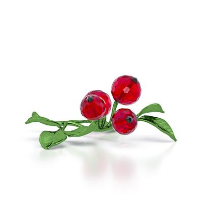 Dekofigur SWAROVSKI "Kristallfigur Sammelfigur Idyllia Rote Beeren", bunt (rot, grün, schwarz), Dekofiguren, Ø, Rote Beeren, Swarovski Kristall, Metall Image