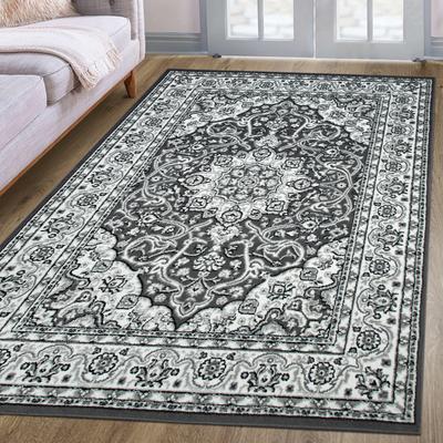 Teppich MY HOME "Miane, Orient-Design, kurzflor" Gr. 7, grau, B:240cm H:8mm L:320cm, Kunstfaser, Teppiche, weiche Haptik, Wohnzimmer, Esszimmer, Schlafzimmer Image