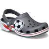 Clog CROCS "Classic Soccer Brand Clog K", Kinder, Gr. 30, grau, Croslite, kontrastfarbene Details, casual, Schuhe, Freizeitschuh, Sandale mit coolem Motiv