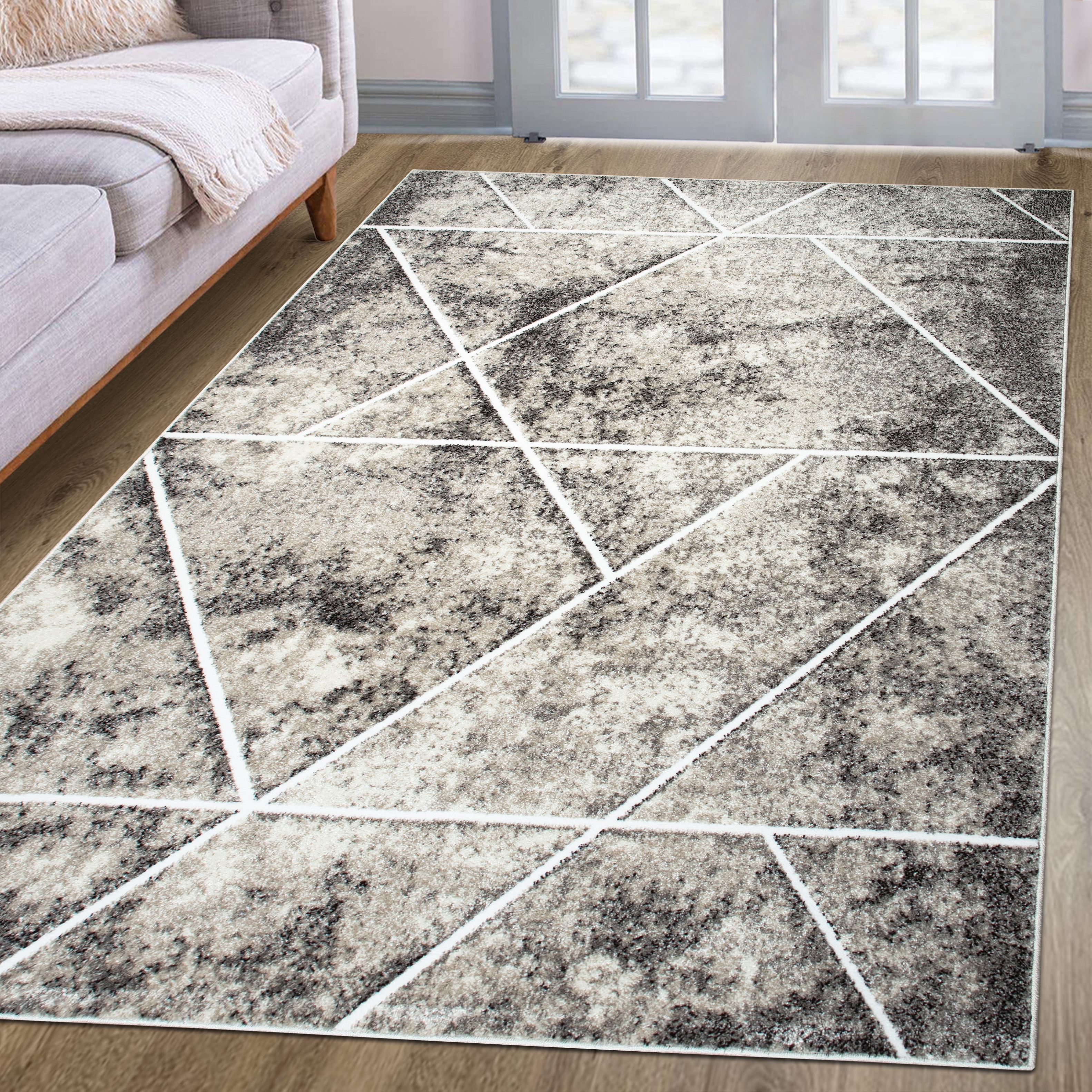 Teppich MY HOME "Kimly, geometrisches Design in 3D-Optik" Gr. 1, beige (sand), B:60cm H:9mm L:110cm, Kunstfaser, Teppiche, mit besonders weichem Flor, Kurzflor, modernes Design Image