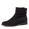 Stiefelette TAMARIS, Damen, Gr. 36, blau (navy), Veloursleder, unifarben, klassisch, Schuhe, Blockabsatz, Boots mit Falten im slouchy Look