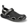 Sandale CROCS "Swiftwater Mesh Deck Sandal", Herren, Gr. 46, schwarz (schwarz, grau), Croslite, Mesh, casual, Schuhe, Badesandale, Sommerschuh mit Klettverschluss