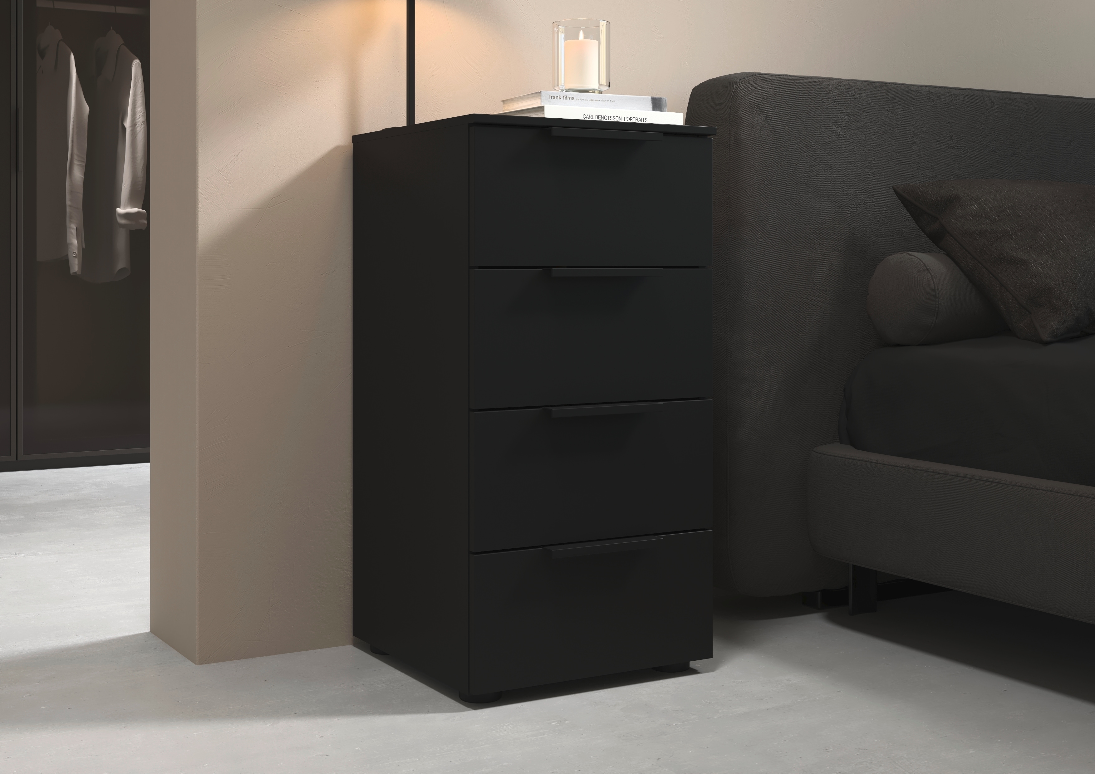 Kommode "Kommode Sideboard Schubladenkommode SERINA eleganter Eyecatcher", schwarz, B:40cm H:81cm T:42cm, Holzwerkstoff, LEGER HOME BY LENA GERCKE, Sideboards, mit 4 Schubkästen sowie hochwertigen Metallgriffen MADE IN GERMANY Image