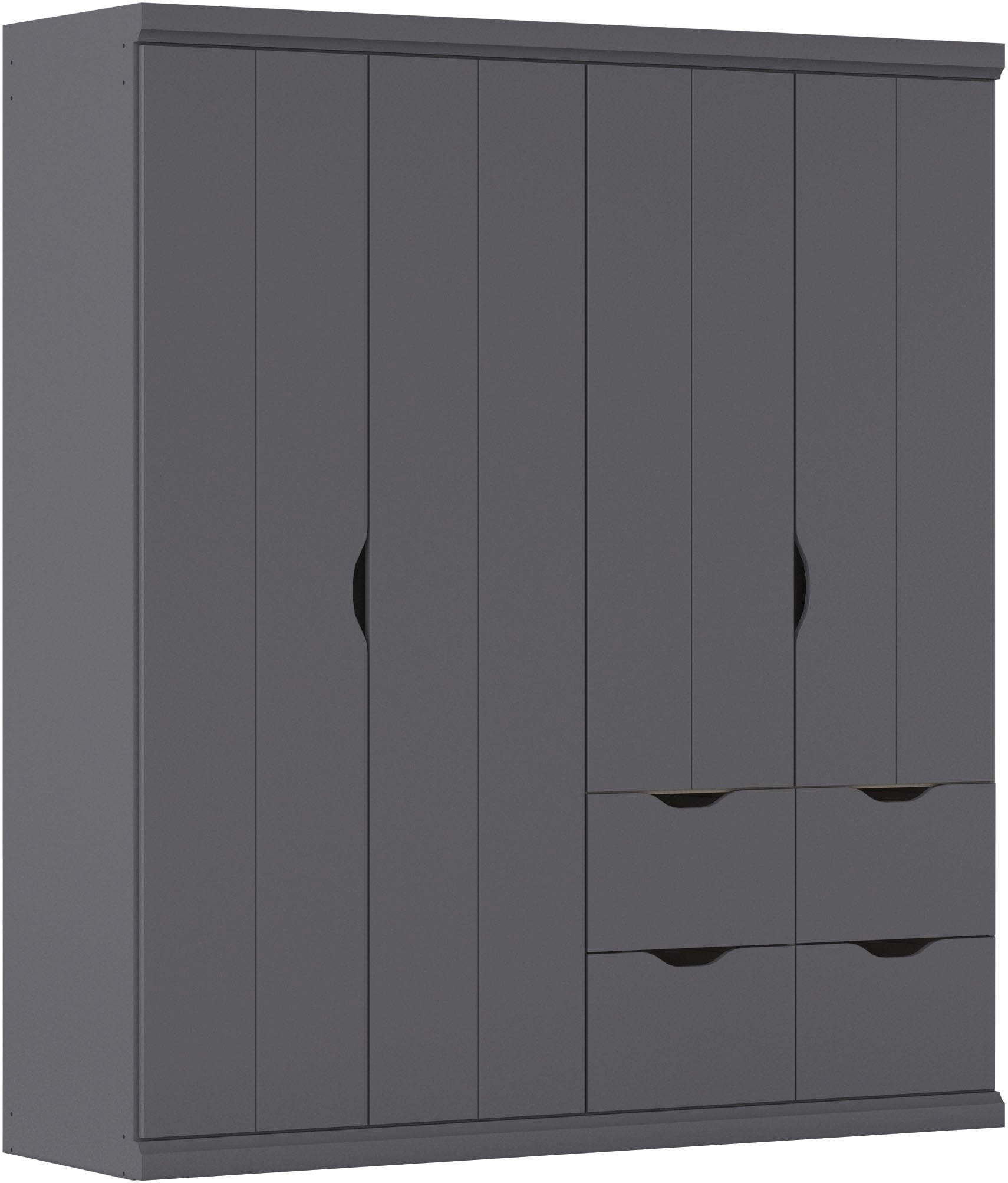 Kleiderschrank RAUCH "Drehtürenschrank Schrank Garderobe Wäscheschrank Schlafzimmer MARLENE", grau (graumetallic), B:181cm H:203cm T:56cm, Holzwerkstoff, Schränke, Kleiderschrank, in 3 Breiten 91/136/181 cm im Landhaus-Stil MADE IN GERMANY