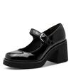 Spangenpumps TAMARIS, Damen, Gr. 42, schwarz, Lacklederimitat, glänzend, unifarben, modisch, Schuhe, Blockabsatz, Partyschuh, Pumps in veganer Verarbeitung