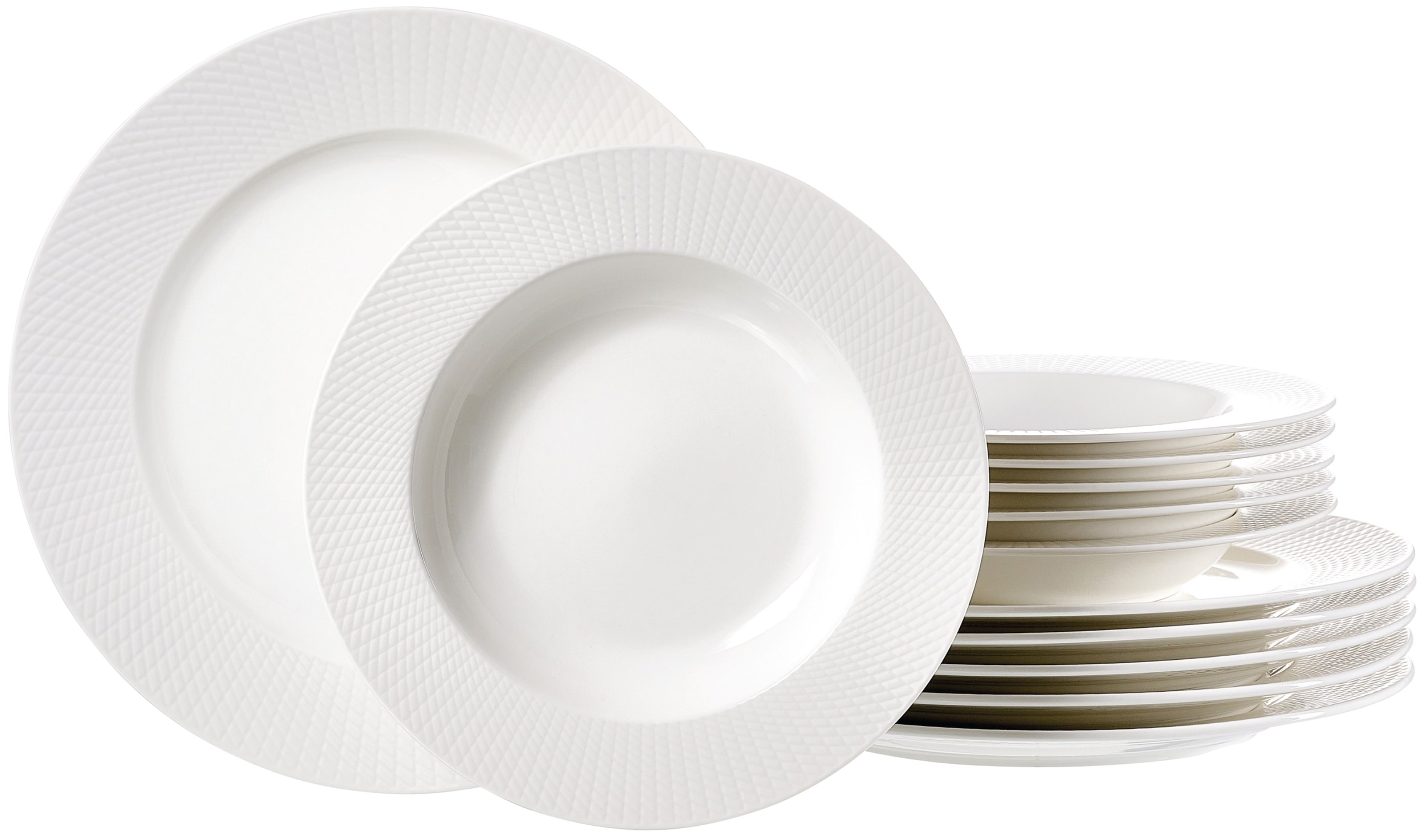 Tafelservice RITZENHOFF & BREKER "Saphir", weiß, 12 Stk., Porzellan, Geschirr-Sets, Tafelservice, aus Porzellan für 6 Personen