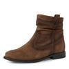 Stiefelette TAMARIS, Damen, Gr. 40, braun, Veloursleder, unifarben, klassisch, Schuhe, Blockabsatz, Boots mit Falten im slouchy Look
