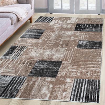 Teppich OTTO HOME "Lunari, Vintage-Karo Design" Gr. 2, braun, B:80cm H:9mm L:150cm, Kunstfaser, Teppiche, modern, weiche Haptik, Wohnzimmer, Esszimmer, Schlafzimmer Image