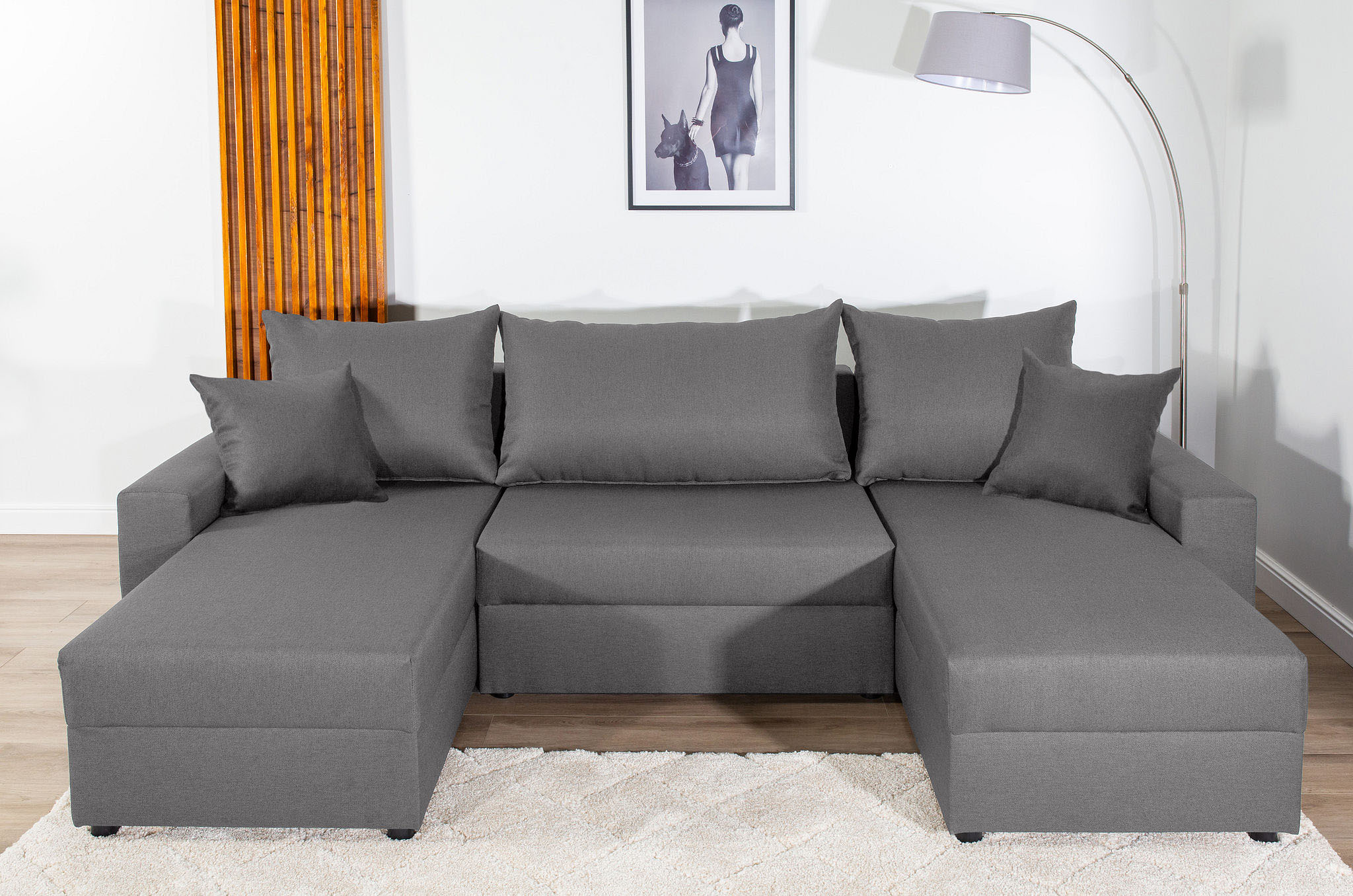 Wohnlandschaft COLLECTION AB "Pico U-Form", grau (hellgrau), B:252cm H:39cm T:158cm, 100%Polyester, Sofas, Wohnlandschaft, Wohnlandschaft,2 X Ottomane,Polyätherschaum Polsterung