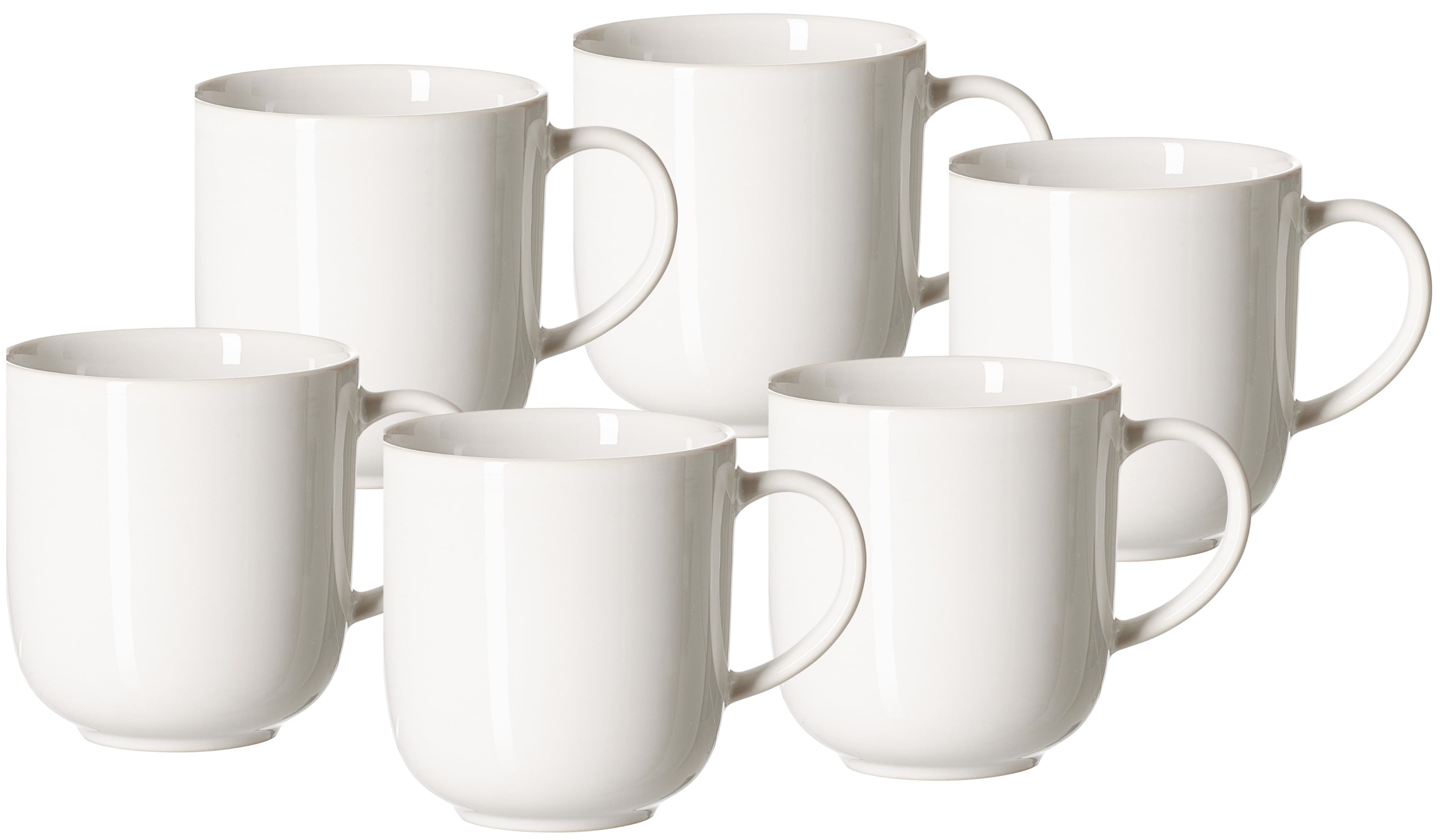 Becher RITZENHOFF & BREKER "Volos", weiß, B:9cm H:10cm Ø:13cm, Steinzeug, Trinkgefäße, Becher, 6er Set, je 400 ml