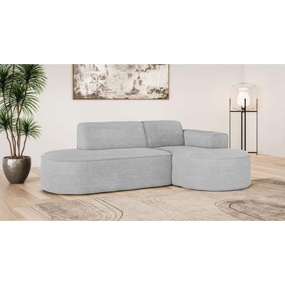 Ecksofa OTTO HOME "ADELLA Design-Sofa mit Recamiere rechts/links, 248/159/76 cm", grau (hellgrau), B:248cm H:76cm T:159cm, 100% Polyester, Sofas, L-Form mit Wellenunterfederung, runde Form, auch in Cord Image