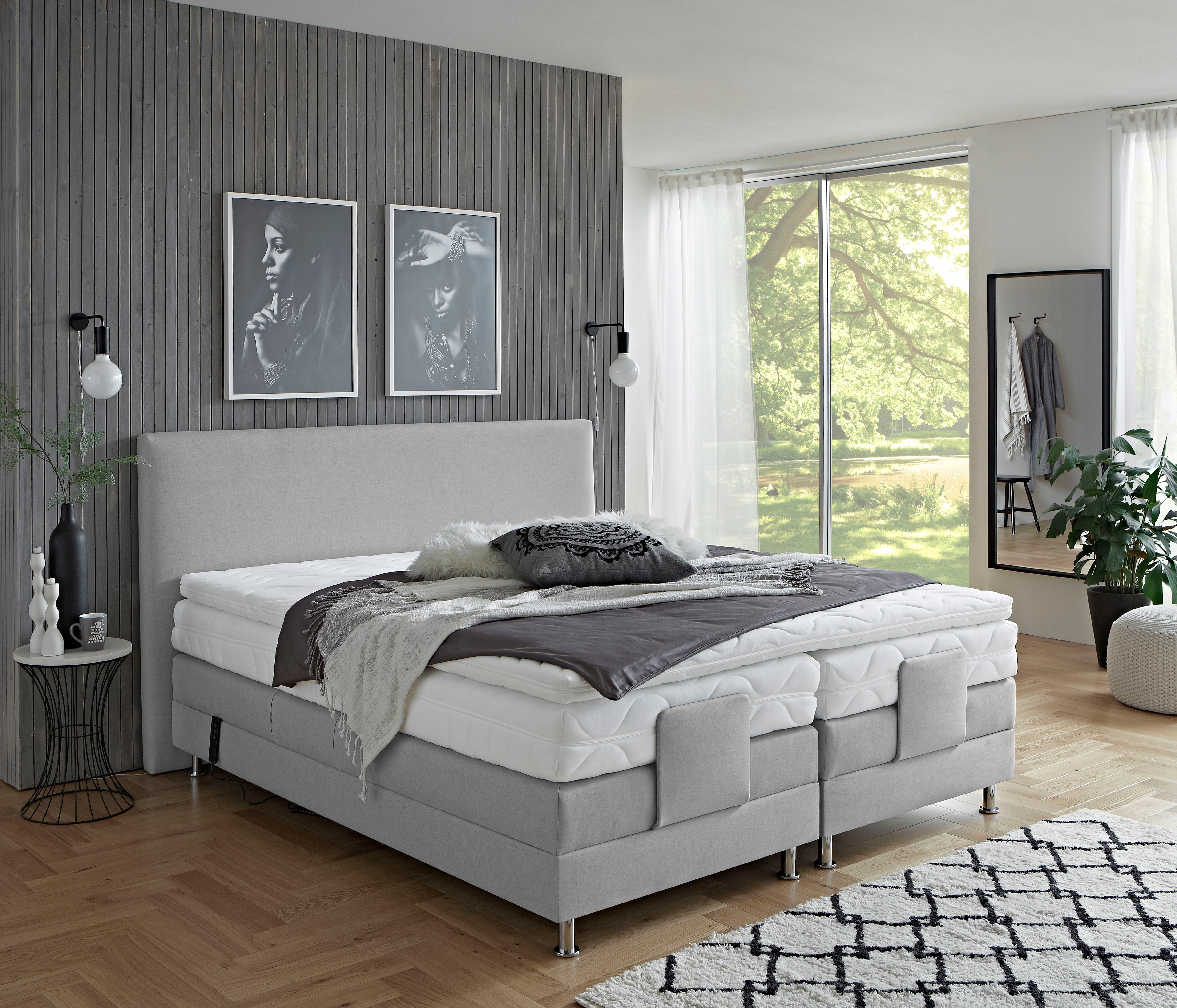 Boxbett, grau (hellgrau), B:175cm L:210cm, WESTFALIA SCHLAFKOMFORT, Komplettbetten Image