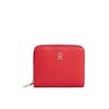 Geldbörse TOMMY HILFIGER "TH ICON MED ZA FLAP", rot, Lederimitat, modisch, Kleinlederwaren, Damen Geldbeutel, Portemonnai mit edlem TH-Logoemblem
