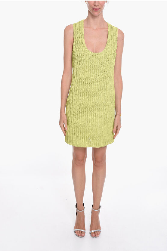 Handgestricktes Midikleid aus Leder in Grün Image