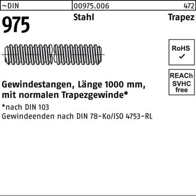Gewindestange DIN 975 Trapezgewinde TR 20 x 4 x 1000mm Stahl Image