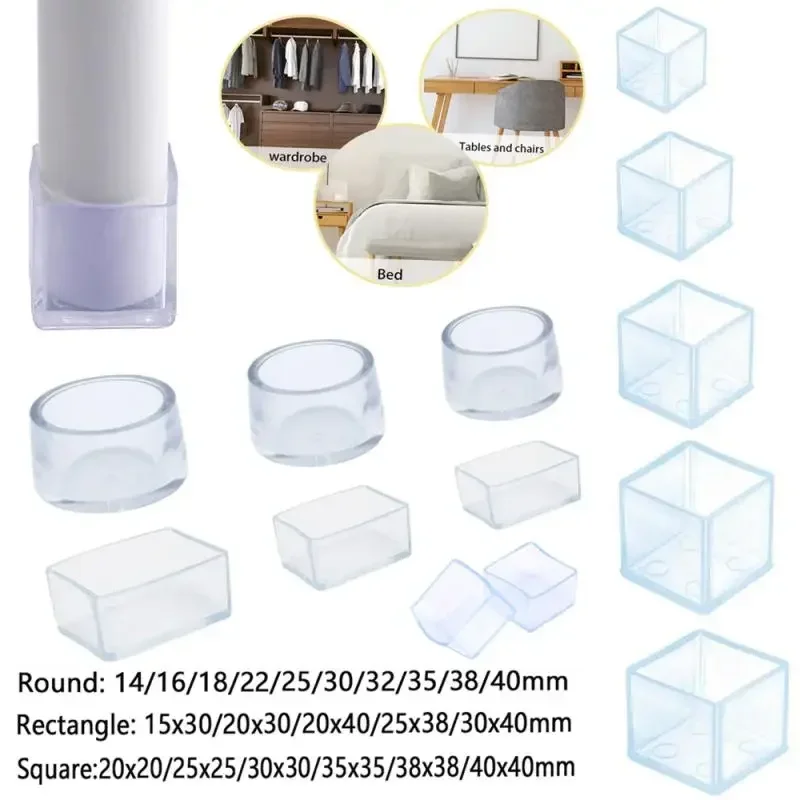 16 Stück ~ 8 Stück Stuhlbeinkappen Gummifüße Schutzpolster Möbel Tischdecken Socken Stecker Abdeckung Möbel Nivellierfüße Home Decor Image